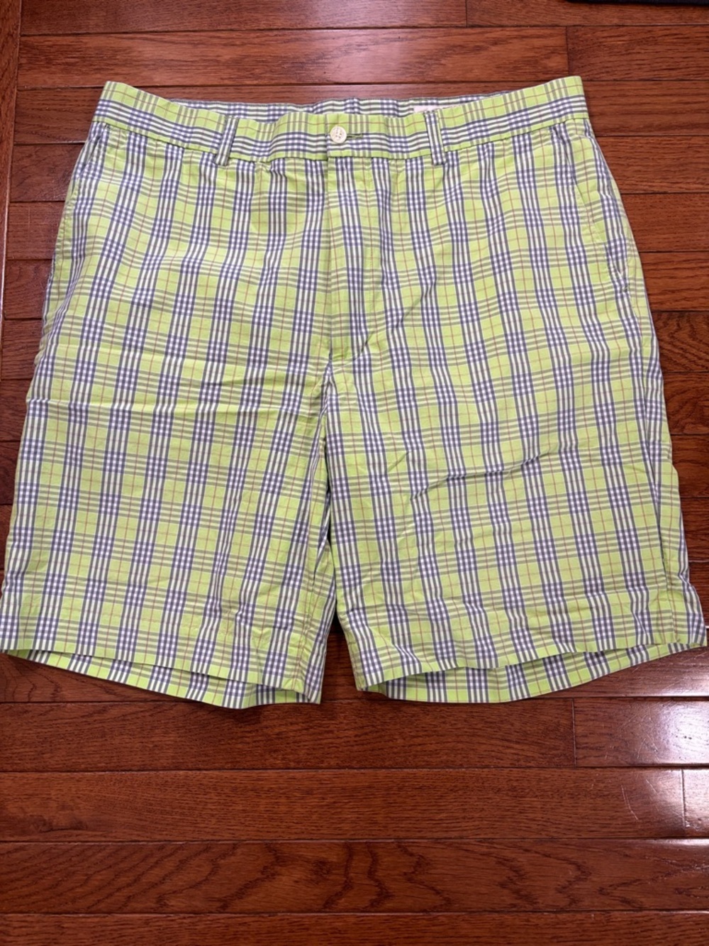 Fairway & Greene Green Plaid Men’s Flat Front Shorts